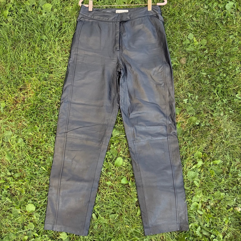 Bagatelle Leather Pants 8 Black High Rise Straight Leg Paneled 31-2590-3